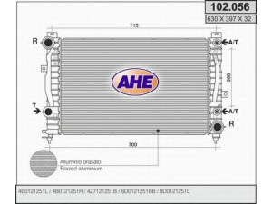 AHE 102.056 radiatorius, variklio aušinimas 
 Aušinimo sistema -> Radiatorius/alyvos aušintuvas -> Radiatorius/dalys
8D0121251BB