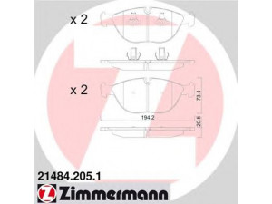 ZIMMERMANN 21484.205.1 stabdžių trinkelių rinkinys, diskinis stabdys 
 Techninės priežiūros dalys -> Papildomas remontas
3411 1 162 884, 3411 1 165 626