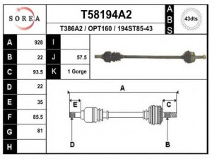 EAI T58194A2 kardaninis velenas 
 Ratų pavara -> Kardaninis velenas
374137, 90348317