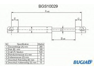 BUGIAD BGS10029 dujinė spyruoklė, bagažinė 
 Priedai -> Bagažinė/pakrovimo skyrius
8D5 827 552 F, 8D5827550C, 8D5827550F