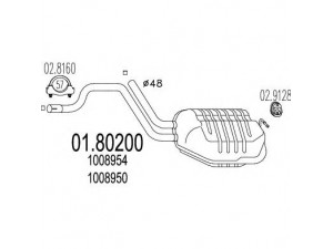 MTS 01.80200 vidurinis duslintuvas 
 Išmetimo sistema -> Duslintuvas
1008950, 1008954