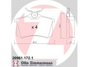 ZIMMERMANN 20961.172.1 stabdžių trinkelių rinkinys, diskinis stabdys 
 Techninės priežiūros dalys -> Papildomas remontas
9404252328, 1 001 096, 1 027 640