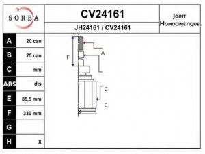 EAI CV24161K jungčių komplektas, kardaninis velenas
