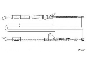 CABOR 17.1467 trosas, stovėjimo stabdys 
 Stabdžių sistema -> Valdymo svirtys/trosai
4643020361