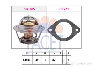 FACET 7.8338 termostatas, aušinimo skystis 
 Aušinimo sistema -> Termostatas/tarpiklis -> Thermostat
16341-87785-000, 17670A78B01-000