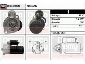 DELCO REMY DRS3599 starteris 
 Elektros įranga -> Starterio sistema -> Starteris
M2T52871, M2T52881, M2T52882, 23300-18C70