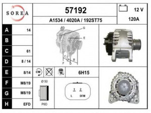 EAI 57192 kintamosios srovės generatorius 
 Elektros įranga -> Kint. sr. generatorius/dalys -> Kintamosios srovės generatorius
231003831R