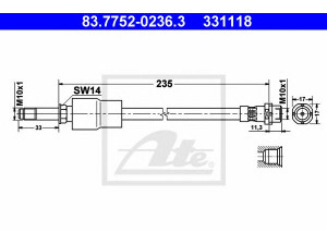 ATE 83.7752-0236.3 stabdžių žarnelė 
 Stabdžių sistema -> Stabdžių žarnelės
34 32 2 283 034