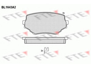FTE BL1643A2 stabdžių trinkelių rinkinys, diskinis stabdys 
 Techninės priežiūros dalys -> Papildomas remontas
55200-65D00, 55200-65D01, 55200-65D10