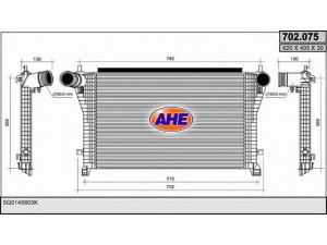 AHE 702.075 tarpinis suslėgto oro aušintuvas, kompresorius 
 Variklis -> Oro tiekimas -> Įkrovos agregatas (turbo/superįkrova) -> Tarpinis suslėgto oro aušintuvas
5Q0145803K