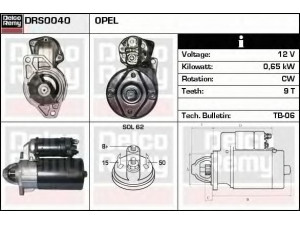 DELCO REMY DRS0040 starteris 
 Elektros įranga -> Starterio sistema -> Starteris
1202007, 1202032, 1202037, 1202038