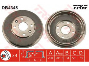 TRW DB4345 stabdžių būgnas 
 Stabdžių sistema -> Būgninis stabdys -> Stabdžių būgnas
B45526251, B45526251A