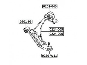 ASVA 0201-040 valdymo svirties/išilginių svirčių įvorė 
 Ašies montavimas/vairavimo mechanizmas/ratai -> Valdymo svirtis/pasukamosios svirties sujungimas -> Montavimas/sutvirtinimas
54570-2J500, 54500-01E05, 54501-01E05