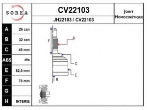 EAI CV22103K jungčių komplektas, kardaninis velenas 
 Ratų pavara -> Sujungimai/komplektas
HA-10-02