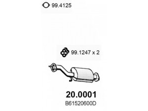 ASSO 20.0001 katalizatoriaus keitiklis 
 Išmetimo sistema -> Katalizatoriaus keitiklis
0K26X20600, B38320600A, B38320600B