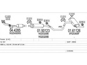 MTS C310418024328 išmetimo sistema 
 Išmetimo sistema -> Išmetimo sistema, visa
