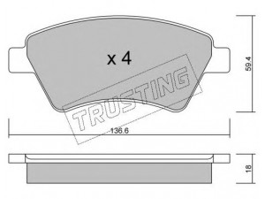 TRUSTING 560.0 stabdžių trinkelių rinkinys, diskinis stabdys 
 Techninės priežiūros dalys -> Papildomas remontas
41 06 087 13R, 77 01 206 044, 77 01 207 184