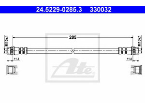 ATE 24.5229-0285.3 stabdžių žarnelė 
 Stabdžių sistema -> Stabdžių žarnelės
60 01 547 820, 60 01 551 097, 77 04 003 765