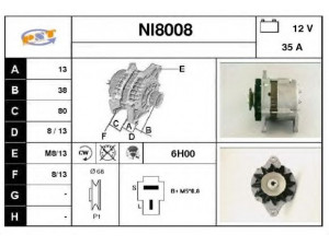 SNRA NI8008 kintamosios srovės generatorius 
 Elektros įranga -> Kint. sr. generatorius/dalys -> Kintamosios srovės generatorius
A1T22971, A1T32471, A2T24972, 2310001B00