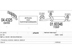 MTS C070122001047 išmetimo sistema 
 Išmetimo sistema -> Išmetimo sistema, visa