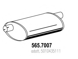 ASSO 565.7007 vidurinis / galinis duslintuvas 
 Išmetimo sistema -> Duslintuvas
5010435111