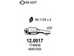 ASSO 12.0017 katalizatoriaus keitiklis 
 Išmetimo sistema -> Katalizatoriaus keitiklis
46401004, 4641211, 46412113, 46449672