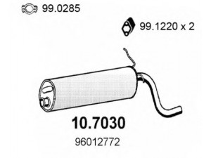 ASSO 10.7030 galinis duslintuvas 
 Išmetimo sistema -> Duslintuvas
96012772, 96018813