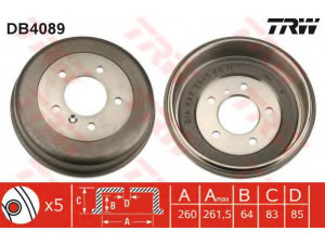 TRW DB4089 stabdžių būgnas 
 Stabdžių sistema -> Būgninis stabdys -> Stabdžių būgnas
6014235001, 6014235001