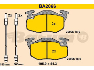 BARUM BA2066 stabdžių trinkelių rinkinys, diskinis stabdys 
 Techninės priežiūros dalys -> Papildomas remontas
95 659 340, 4250 91, 4250 92, 4251 20