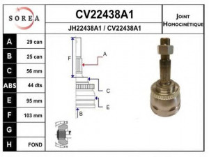 EAI CV22438A1K jungčių komplektas, kardaninis velenas