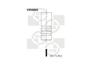 BGA V994803 išleidimo vožtuvas 
 Variklis -> Variklio uždegimo laiko reguliavimo kontrolė -> Vožtuvų eilė -> Vožtuvai/dalys
030109611D