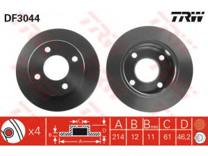 TRW DF3044 stabdžių diskas 
 Stabdžių sistema -> Diskinis stabdys -> Stabdžių diskas
4020621B01