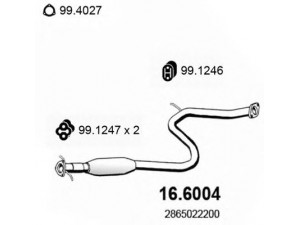ASSO 16.6004 vidurinis duslintuvas 
 Išmetimo sistema -> Duslintuvas
2865022200, 2865022201, 2865022210