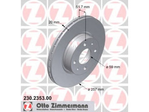 ZIMMERMANN 230.2353.00 stabdžių diskas 
 Stabdžių sistema -> Diskinis stabdys -> Stabdžių diskas
164 20 22 023 02, 164 20 22 023 03