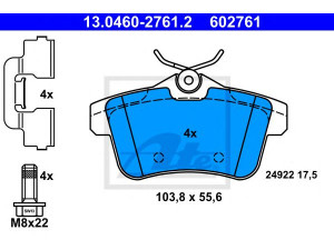 ATE 13.0460-2761.2 stabdžių trinkelių rinkinys, diskinis stabdys 
 Techninės priežiūros dalys -> Papildomas remontas
4254 46, 16 086 816 80, 4254 35