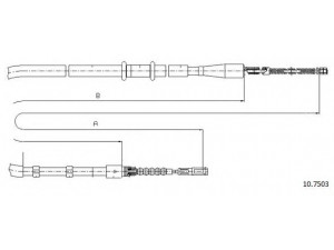 CABOR 10.7503 trosas, stovėjimo stabdys 
 Stabdžių sistema -> Valdymo svirtys/trosai
8A0609721AE, 8A0609721H, 8A0609721S