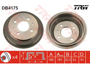 TRW DB4175 stabdžių būgnas 
 Stabdžių sistema -> Būgninis stabdys -> Stabdžių būgnas
4320621B10