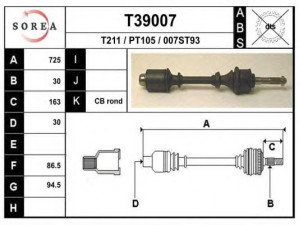 EAI T39007 kardaninis velenas 
 Ratų pavara -> Kardaninis velenas
327420, 327447