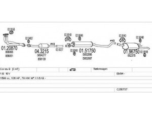 MTS C250737007972 išmetimo sistema 
 Išmetimo sistema -> Išmetimo sistema, visa