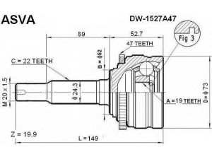ASVA DW-152A47 jungčių komplektas, kardaninis velenas 
 Ratų pavara -> Sujungimai/komplektas
963 915 55