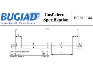 BUGIAD BGS11144 dujinė spyruoklė, bagažinė 
 Priedai -> Bagažinė/pakrovimo skyrius
82 00 735 264