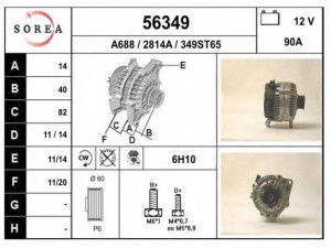 EAI 56349 kintamosios srovės generatorius 
 Elektros įranga -> Kint. sr. generatorius/dalys -> Kintamosios srovės generatorius
5028055, 93BB10300AE, 93BB10300CC