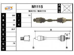 SNRA M1115 kardaninis velenas 
 Ratų pavara -> Kardaninis velenas