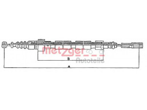 METZGER 10.746 trosas, stovėjimo stabdys 
 Stabdžių sistema -> Valdymo svirtys/trosai
321 609 721E