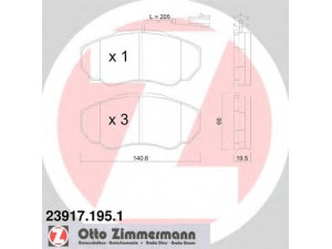 ZIMMERMANN 23917.195.1 stabdžių trinkelių rinkinys, diskinis stabdys 
 Techninės priežiūros dalys -> Papildomas remontas
77362219, 9949409, 9949482, 9949516