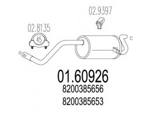 MTS 01.60926 galinis duslintuvas 
 Išmetimo sistema -> Duslintuvas
8200385653, 8200385656