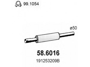ASSO 58.6016 vidurinis duslintuvas 
 Išmetimo sistema -> Duslintuvas
191253209B, 191253209D, 357253209B