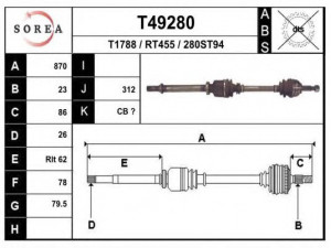 EAI T49280 kardaninis velenas 
 Ratų pavara -> Kardaninis velenas
8200482436