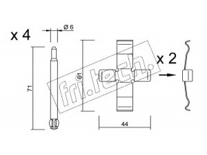 fri.tech. KIT.087 priedų komplektas, diskinių stabdžių trinkelės