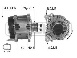 MESSMER 210606 kintamosios srovės generatorius 
 Elektros įranga -> Kint. sr. generatorius/dalys -> Kintamosios srovės generatorius
021 903 026 B, 955 603 017 00, 955 603 917 01